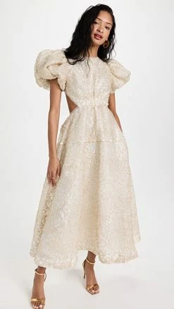 Cheapest ✨ Aje Patina Lace Midi 👗 Dress Ivory 😉