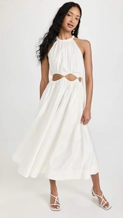 Brand new 🎁 Aje Henriette Tie Strap Midi 👗 Dress Ivory 🔥