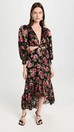 Alternative view of Top 10 😉 Alice + Olivia Katia Deep V Neck Twist Front Maxi 👗 Dress Cheri Floral 😍