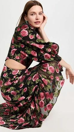 Top 10 π Alice + Olivia Katia Deep V Neck Twist Front Maxi π Dress Cheri Floral π