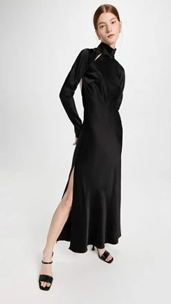 Discount ❤️ Anna October Audrey Maxi 👗 Dress Black 👍