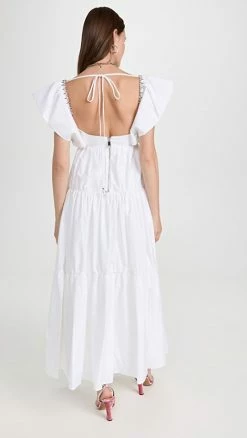 Alternative view of Best deal 😍 Area Crystal Trim Poplin 👗 Dress White ✔️