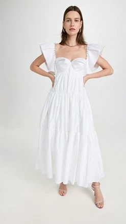 Best deal π Area Crystal Trim Poplin π Dress White βοΈ