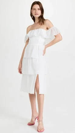 Discount π Amanda Uprichard Venezia Midi π Dress White β€οΈ