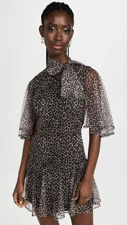 Top 10 π€© Black Halo Coralia Mini π Dress Lavish Leopard βοΈ