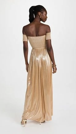 Alternative view of Best reviews of ⌛ CAROLINE CONSTAS Evangelia 👗 Dress Gold 🎉