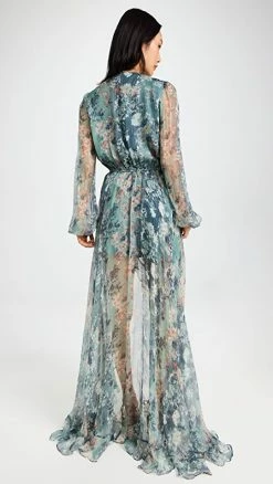 Alternative view of Deals 💯 CAROLINE CONSTAS Vivian Gown Slate Ombre Floral ⭐
