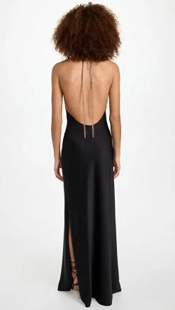 Alternative view of Discount 💯 DANNIJO Chain Halter Maxi 👗 Dress Noir 😀