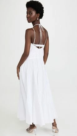 Alternative view of Coupon 🎉 Jonathan Simkhai Indy Plisse Poplin Bustier 👗 Dress White 🤩