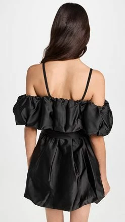Alternative view of Hot Sale 🧨 Jonathan Simkhai Astoria Duchess Satin Off Shoulder Mini 👗 Dress Black ✨