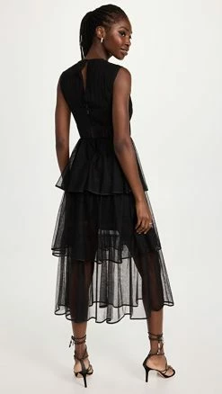Alternative view of Deals ❤️ Jonathan Simkhai Benton Tulle Plisse 👗 Dress Black ❤️