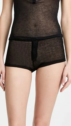 Hot Sale 🥰 Kiki De Montparnasse Ribbed Intime Boy Shorts Black 🔔