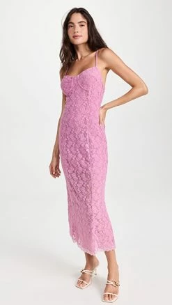 Buy ✔️ LoveShackFancy Sima Midi 👗 Dress Misty Mauve 👍