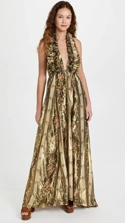 Best Pirce 🎉 LoveShackFancy Antonie Halter 👗 Dress Midnight Ruby 🔥