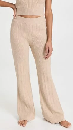 Brand new 🛒 Lunya Cozy Cotton Silk Variegated Rib Flared Pants Adagio Cream 🎉