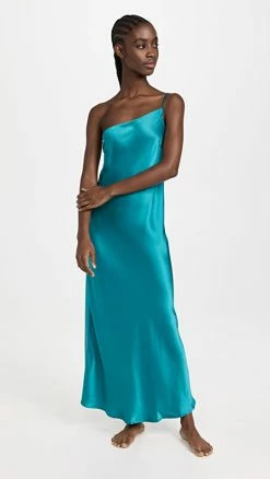 Best Sale 🎁 Maison Essentiele Asymmetrical Maxi Slip Teal 👍
