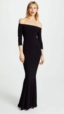 Flash Sale ⭐ Norma Kamali Kamali Kulture Off Shoulder Fishtail Gown Black ⭐