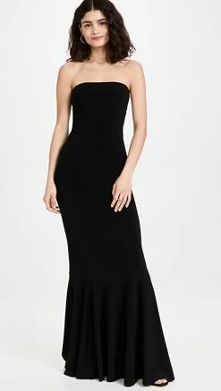 Top 10 ✔️ Norma Kamali Strapless Fishtail Gown Black 👍