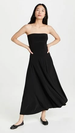 Buy 🤩 Norma Kamali Strapless Flared 👗 Dress To Midcalf Black ✔️