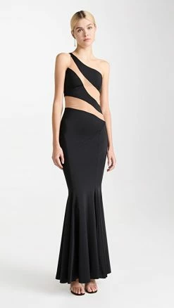 New 👏 Norma Kamali Snake Mesh Fishtail Gown Black/Nude Mesh 🌟