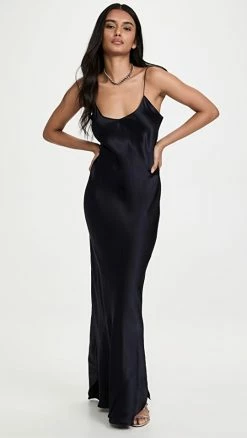 Top 10 ❤️ Nili Lotan Cami Gown Dark Navy 🧨