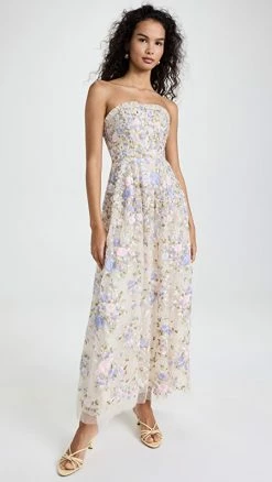 Front Page 6 Coupon π Needle & Thread Rose Dream Strapless Corset Ankle Gown Champagne/Blue Multi π―