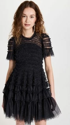 Cheapest βοΈ Needle & Thread Valentine Ruffle Micro Mini π Dress Graphite π