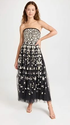 Wholesale π Needle & Thread CamelliaΒ Ditsy Strapless Ankle Gown Graphite β¨