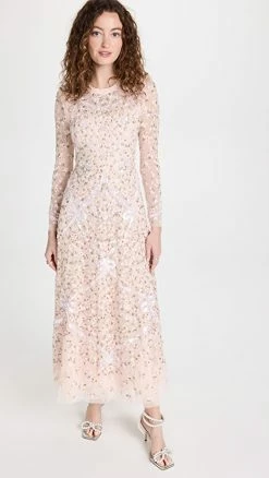 Budget π― Needle & Thread Lilacs Bow Ankle Gown Petal Pink/Multi β¨