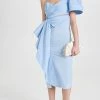 Deals ⭐ Prabal Gurung Asymmetrical One Shoulder Wrap 👗 Dress Sky Blue 🎁