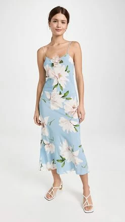 Front Page 2 Brand new π₯ Rodarte Blue And White Floral Printed Silk Bias Slip π―