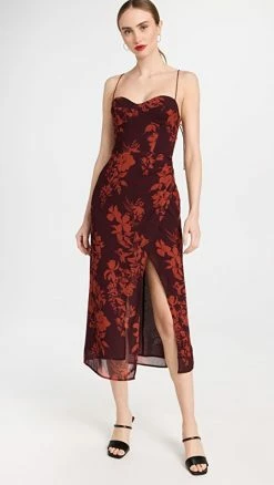 Best Pirce 🧨 Reformation Kourtney 👗 Dress With Slit Divina 💯