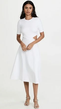 Flash Sale 🎁 Rosetta Getty Cutout Midi 👗 Dress White ⌛