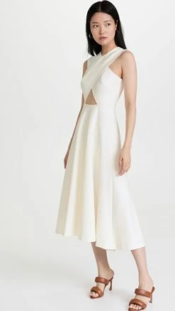 Hot Sale 😍 Rosetta Getty Cross Front Cutout 👗 Dress White 👏