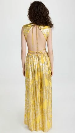 Alternative view of Top 10 🤩 Rebecca Vallance Navarro Metallic Cut Out Gown Yellow 🛒