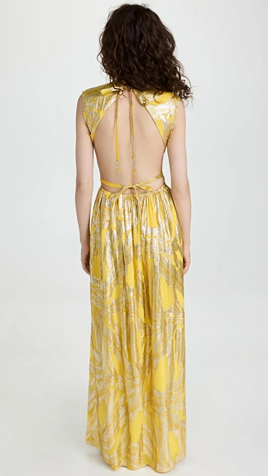 Top 10 π€© Rebecca Vallance Navarro Metallic Cut Out Gown Yellow π 2 Top 10 π€© Rebecca Vallance Navarro Metallic Cut Out Gown Yellow π - Image 2