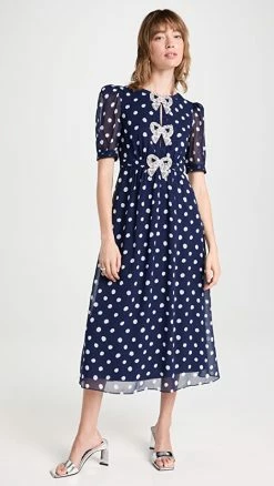 Brand new ⌛ Saloni Jamie 👗 Dress Navy Dot/Pearl ⭐