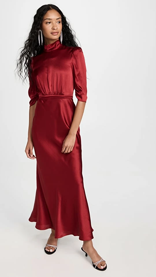 Flash Sale π Saloni Adele π Dress Garnet Red π 1 Flash Sale π Saloni Adele π Dress Garnet Red π