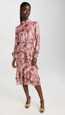 Best deal ⌛ Saloni Isa Ruffle 👗 Dress Rose Check 😉