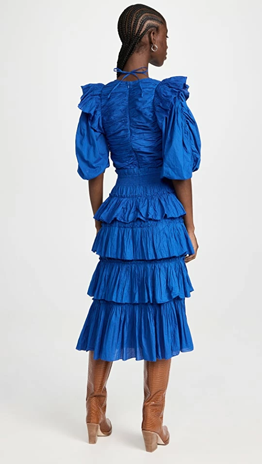 Top 10 β€οΈ Sea Paco Solid Puff Sleeve Tiered π Dress Aqua π 2 Top 10 β€οΈ Sea Paco Solid Puff Sleeve Tiered π Dress Aqua π - Image 2