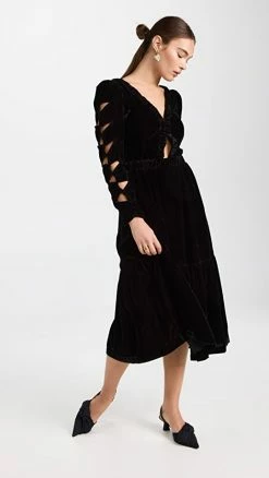 Cheapest 👍 Sea Mayde Velvet Cutout 👗 Dress Black 👍