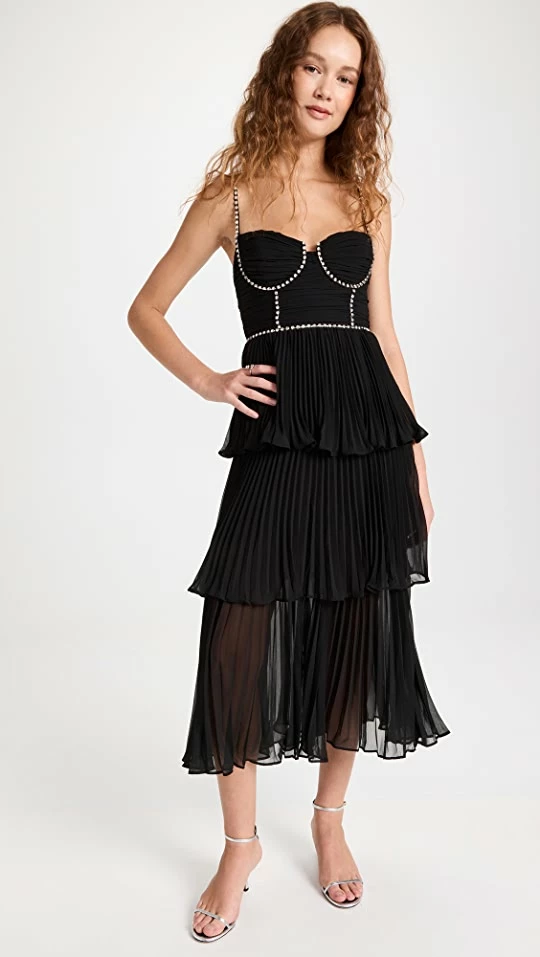 Outlet β Self Portrait Black Chiffon Tiered Midi π Dress βοΈ 1 Outlet β Self Portrait Black Chiffon Tiered Midi π Dress βοΈ