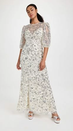 Buy ⌛ Self Portrait Champagne Sequined Maxi 👗 Dress ❤️