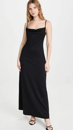 Discount 🤩 Susana Monaco Cowl Slip Maxi 👗 Dress Black 🛒