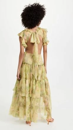 Alternative view of Flash Sale ⭐ MISA Lana 👗 Dress Chartreuse Abst Chif 👍