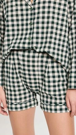 Cheap 🎁 THE GREAT. The Square Pajama Shorts Fir Pine Gingham 💯
