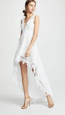 Buy 😉 Temptation Positano Prato High Low V Neck 👗 Dress White ✔️