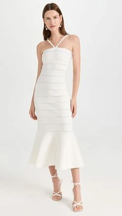 Buy π₯° Victoria Beckham Scalloped Strap Flare π Dress White π
