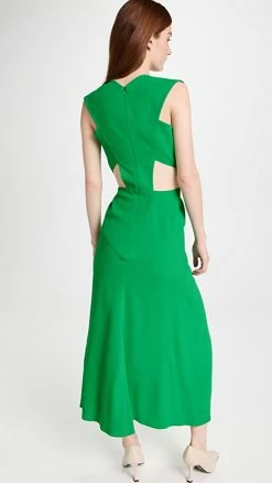Alternative view of Cheap 🔔 Victoria Beckham Twist Wrap Midi 👗 Dress Bright Green 🔥