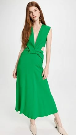 Cheap π Victoria Beckham Twist Wrap Midi π Dress Bright Green π₯